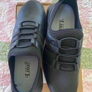 Shoes For Crews Black Loafers with Elastic Bands